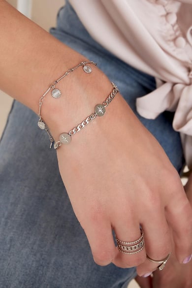 pulsera de acero inoxidable con estrellas brillantes  h5 Imagen2